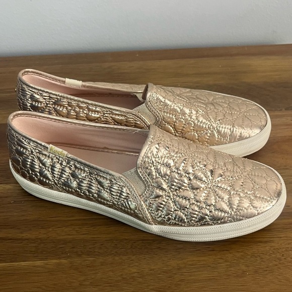 Kate Spade x Keds new york Women's Double Decker Quilted Loafers Champagne Sz 7 - Picture 2 of 10